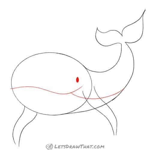 Drawing step: Mark the lines for the mouth and belly