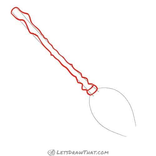 Drawing step: Draw the witch's broomstick handle