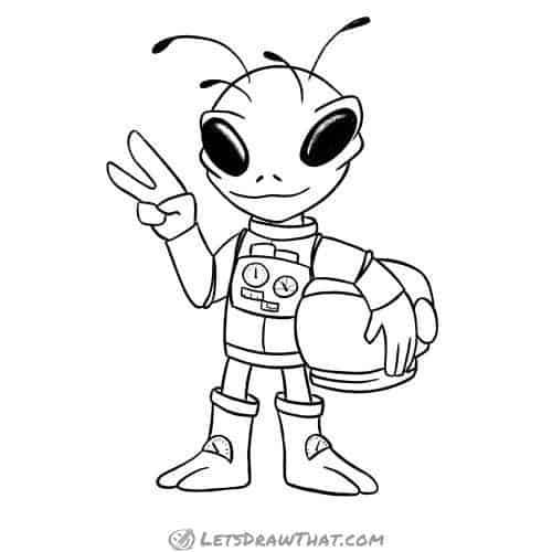 How to draw an alien: finished outline drawing