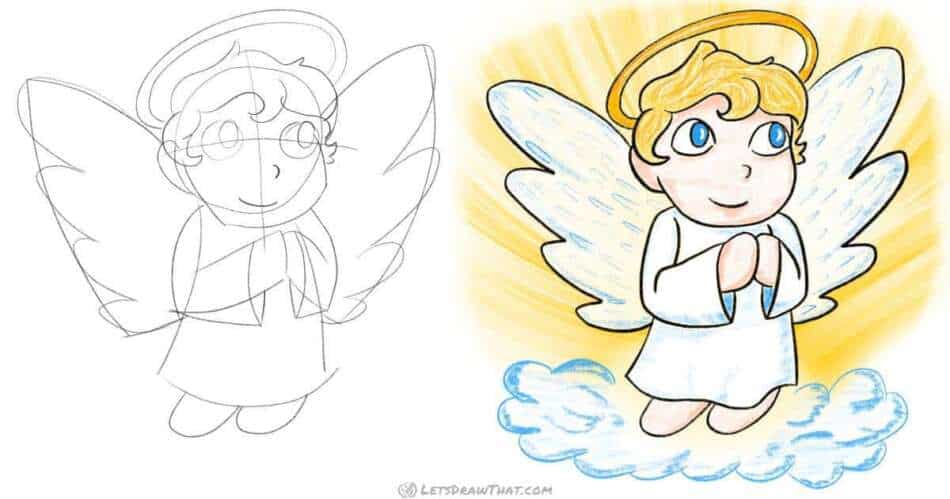 How to Draw an Angel in a Simple Chibi Style - step-by-step-drawing tutorial featured image