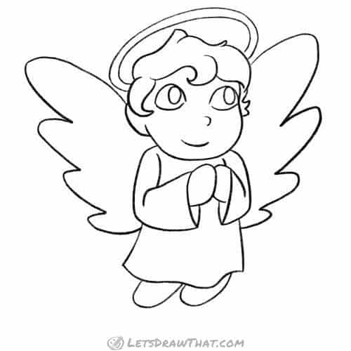 How to draw an angel: finished outline drawing