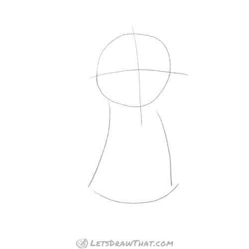 Drawing step: Sketch the base head and body shapes