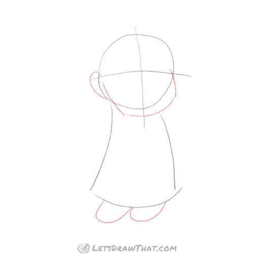 Drawing step: Sketch the jaw, ear and legs