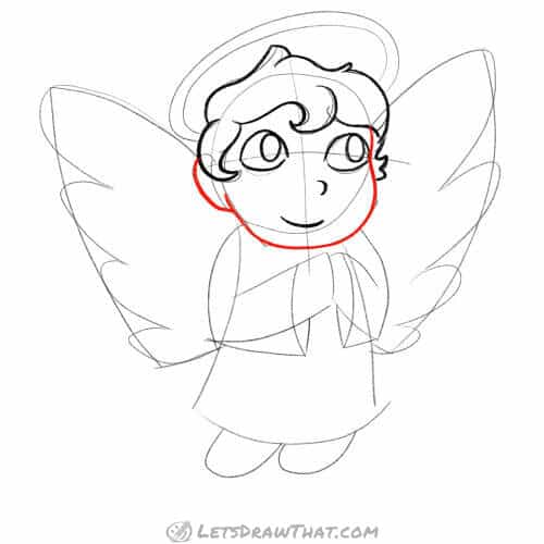 Drawing step: Draw the head, jaw and ear