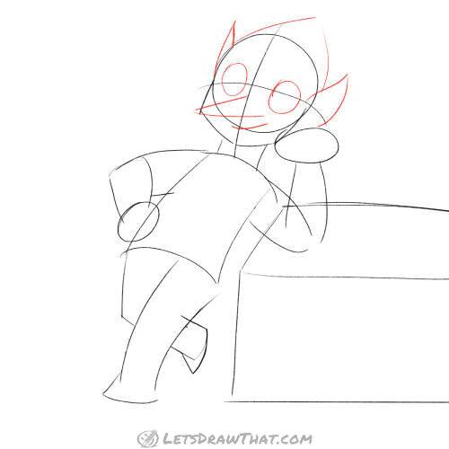 Drawing step: Sketch the face and hat