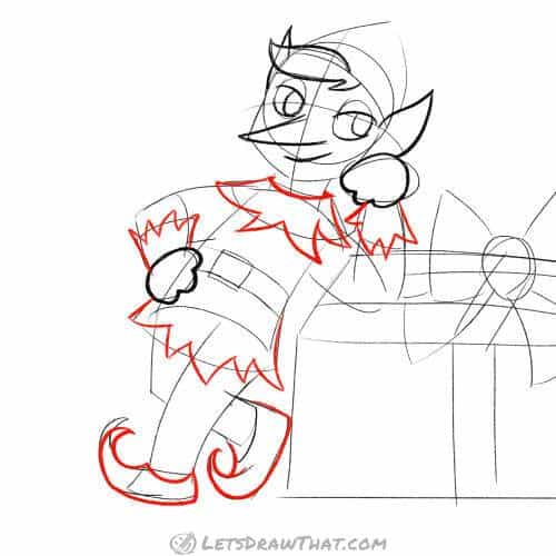 Drawing step: Draw the hems and shoes
