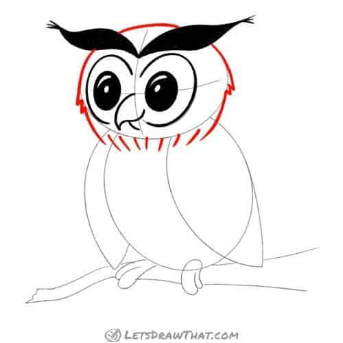 Drawing step: Draw the owl's head