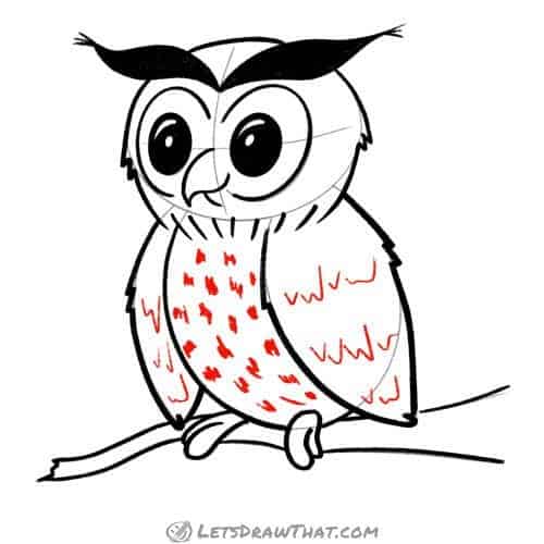Drawing step: Draw some feathers