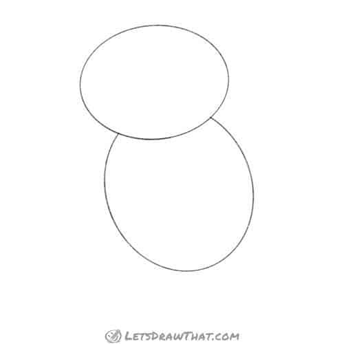 Drawing step: Draw the base ovals for the owl's head and body