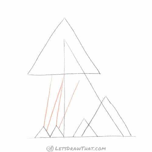 Drawing step: Sketch the front legs