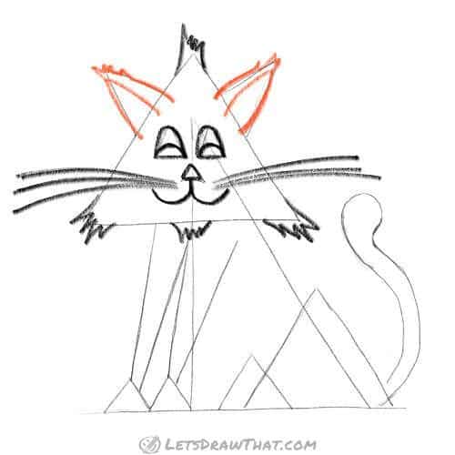 Drawing step: Draw scruffy ears