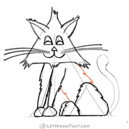 Drawing step: Finish drawing the body