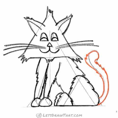 Drawing step: Draw the scruffy tail