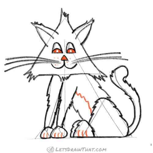 Drawing step: Add some detail to complete the cat drawing