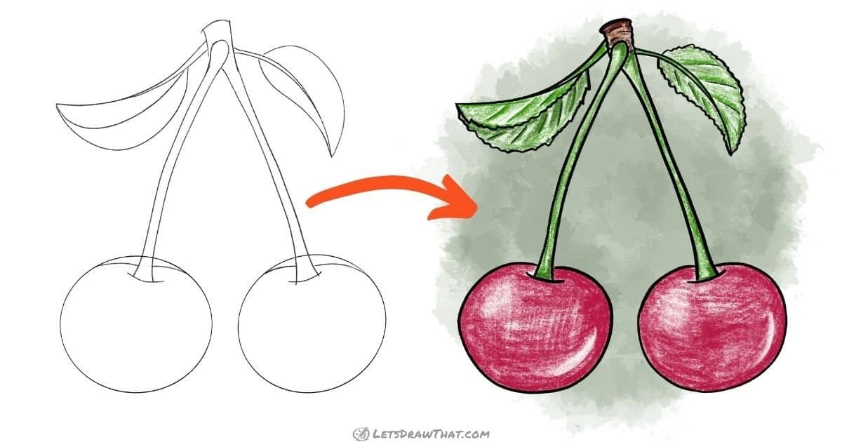 How to Draw Cherries With Leaves