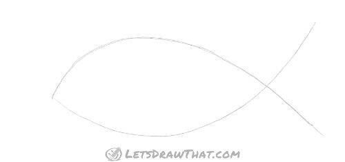 Drawing step: Sketch the fish body
