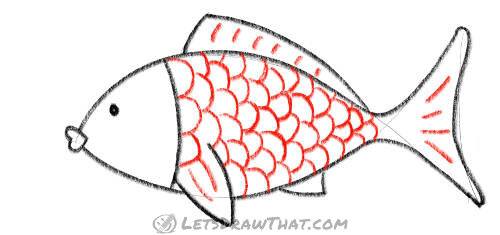 Drawing step: Add scales and details