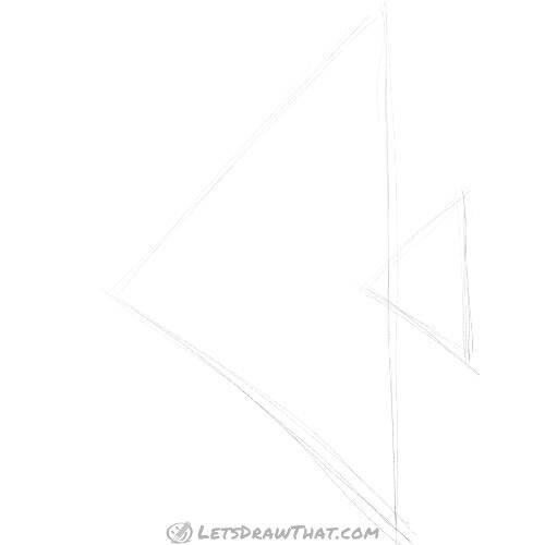 Drawing step: Sketch the triangle body and tail