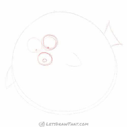 Drawing step: Add face and fins
