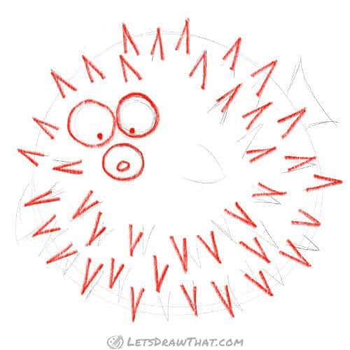 Drawing step:  Start tracing the spikes and face​