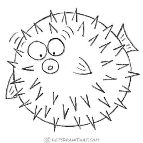 How to draw a fish from circles: finished outline drawing
