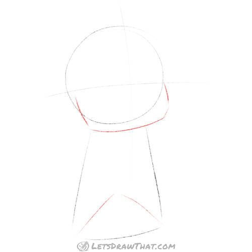 Drawing step: Add a chin and legs