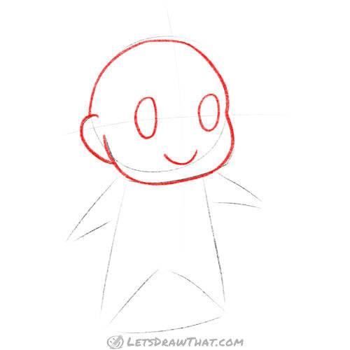 Drawing step: Add the face and outline the head