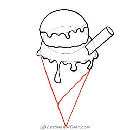 Drawing step: Draw the waffle cone