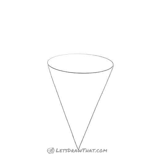 Drawing step: Sketch the ice cream cone