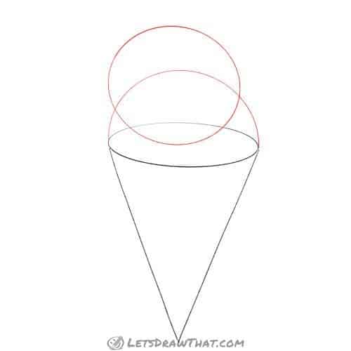 Drawing step: Sketch two scoops of ice cream