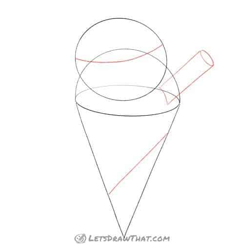 Drawing step: Sketch the wafer stick and topping lines
