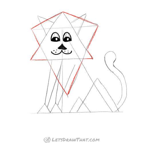 Drawing step: How to draw a lion’s mane - guideline
