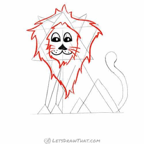Drawing step: How to draw a lion’s mane - draw the mane