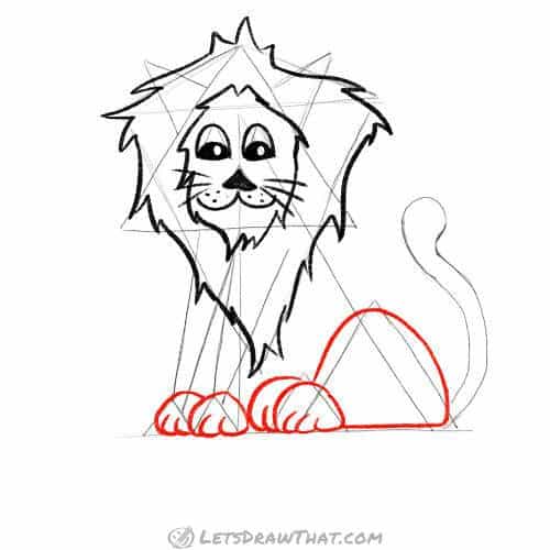 Drawing step: Add the legs and paws