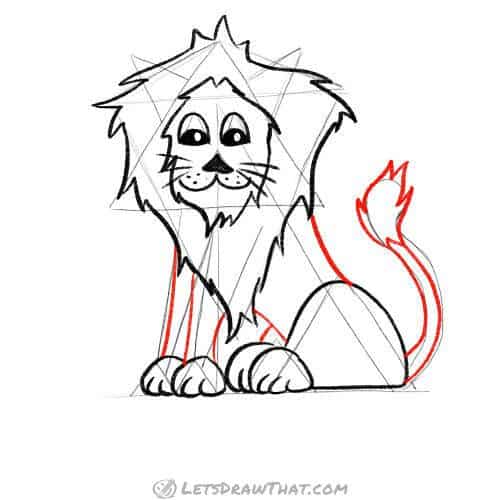 Drawing step: Complete the body and add the tail