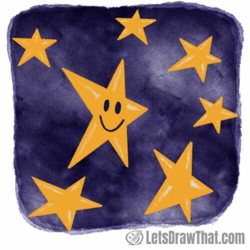How to draw stars in the sky - finished drawing