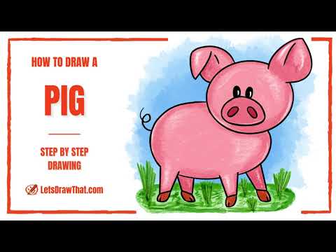 How to Draw a Pig | A Cute Easy Pig Drawing From 2 Ovals