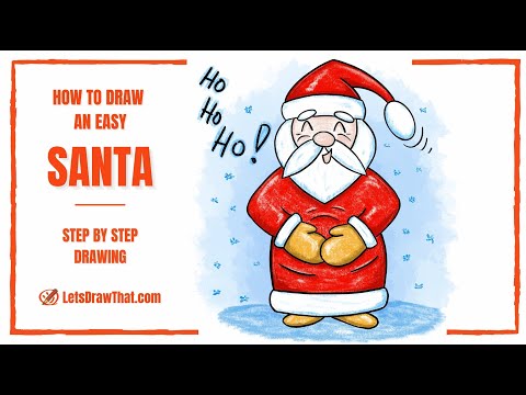 How to Draw Cute Santa: Step by Step Easy Drawing of Jolly Santa in the Long Coat