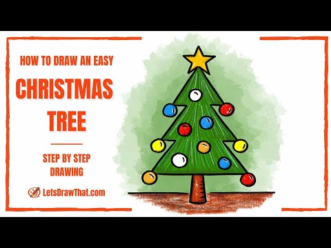 A Super Easy Christmas Tree Drawing Step-By-Step