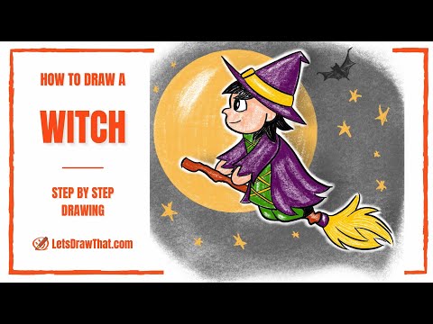 How to Draw a Witch | A Cute Cartoon Witch Drawing for Halloween