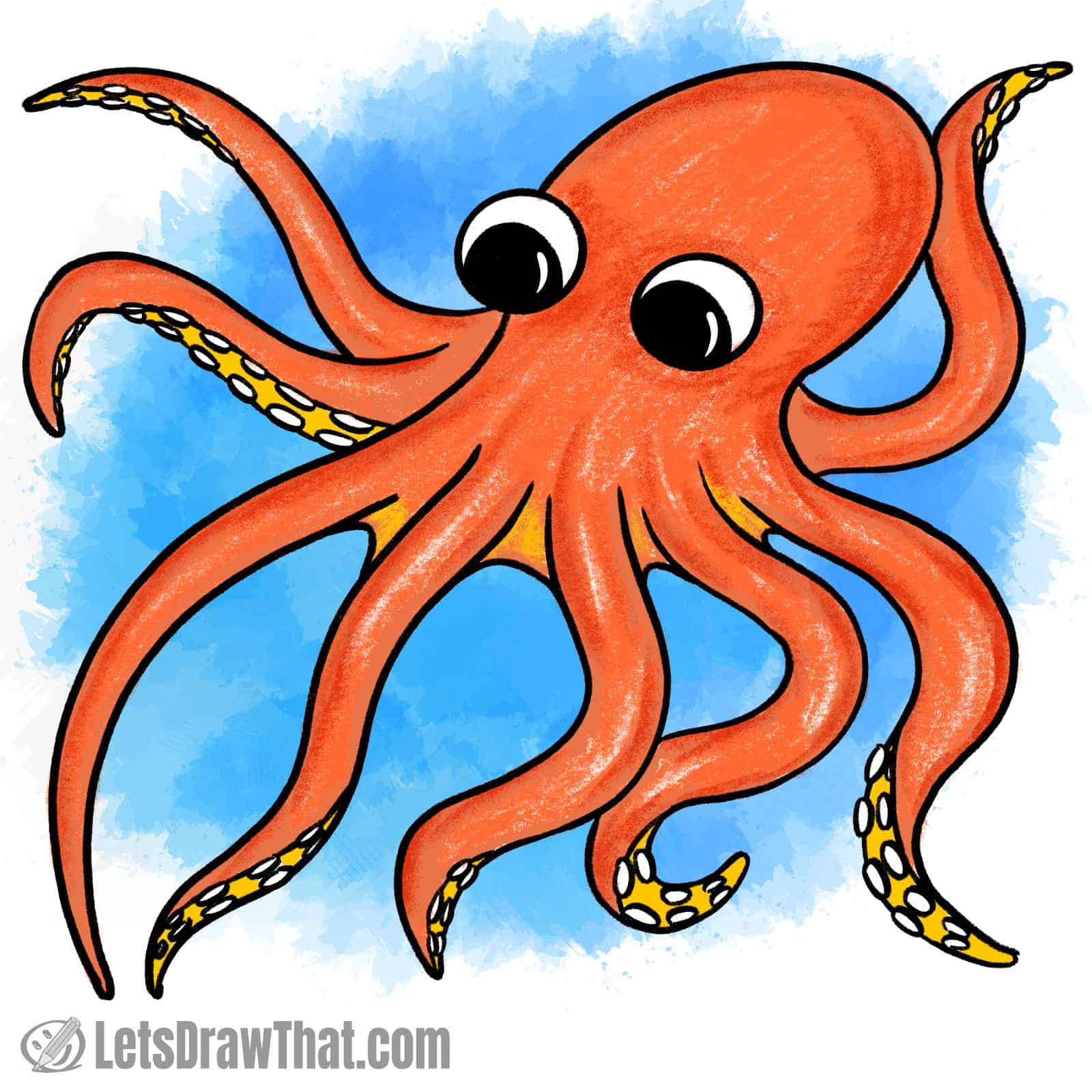 Octopus drawing colored-in