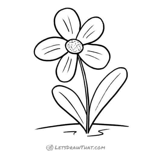 Simple flower drawing: finished outline drawing