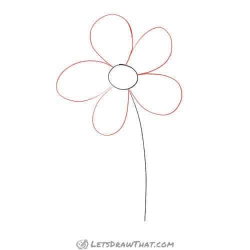 Drawing step: Draw the flower petals