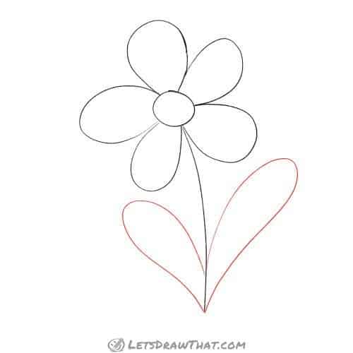 Drawing step: Draw the flower leaves