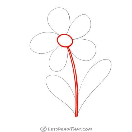 Drawing step: Outline the stem and the centre