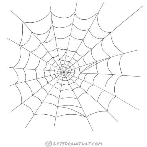 Drawing step: Spider web drawing: completed spider web
