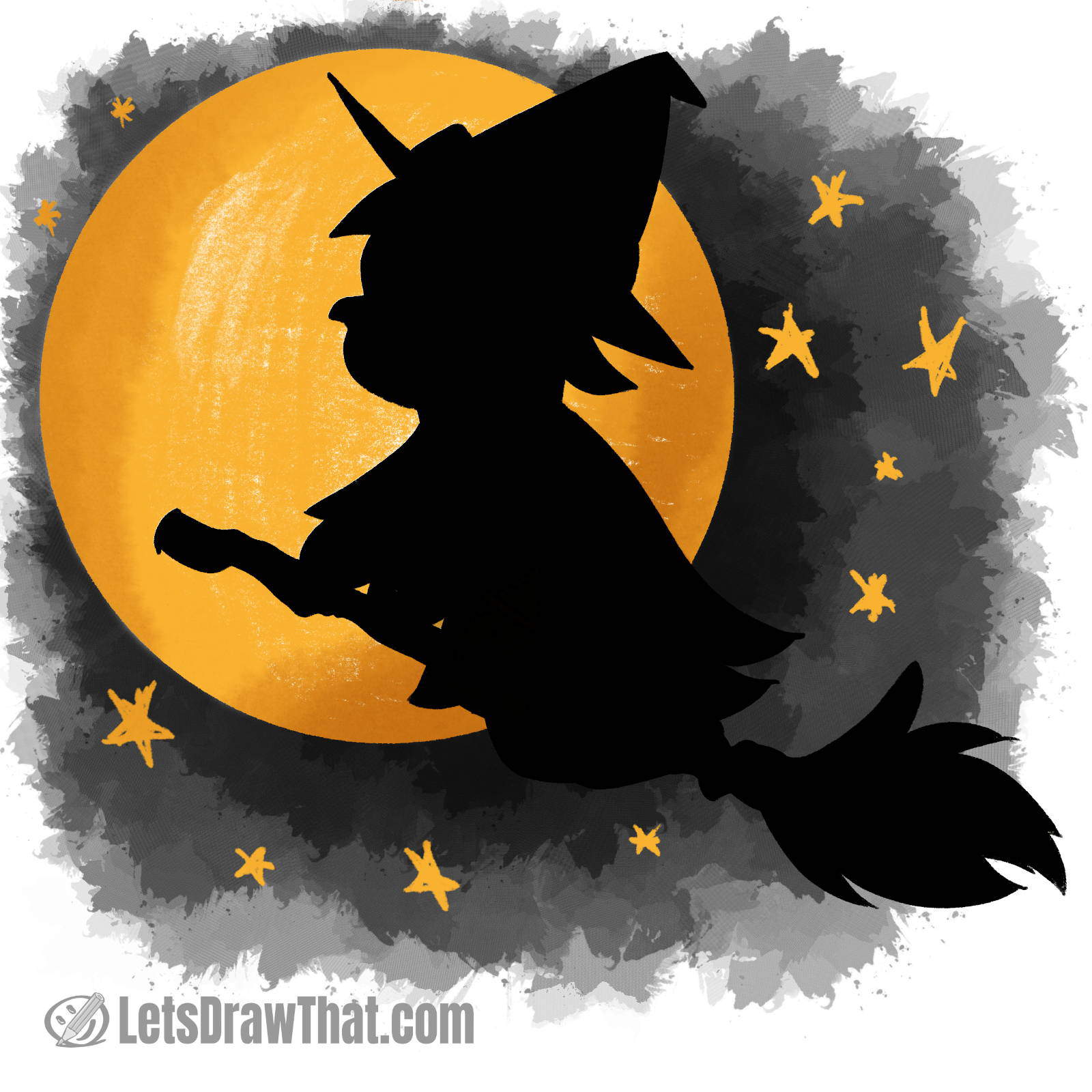 Witch silhouette drawing
