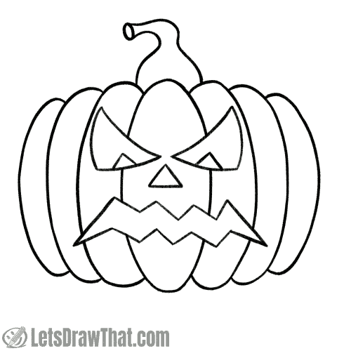 Drawing step: Option: Outline the angry pumpkin face for a simple drawing