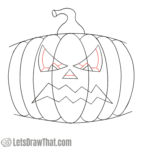 Drawing step: Sketch the inner eyes and nose