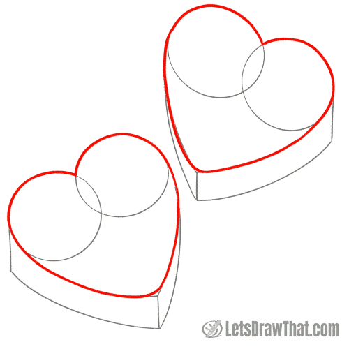 Drawing step: Outline the top heart shapes